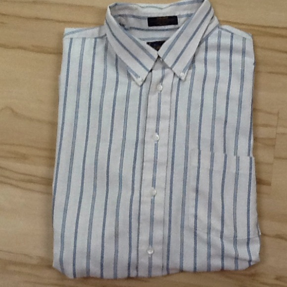 Arrow Oxford Blue Striped Shirt Sz 18/33 Big - Picture 2 of 7